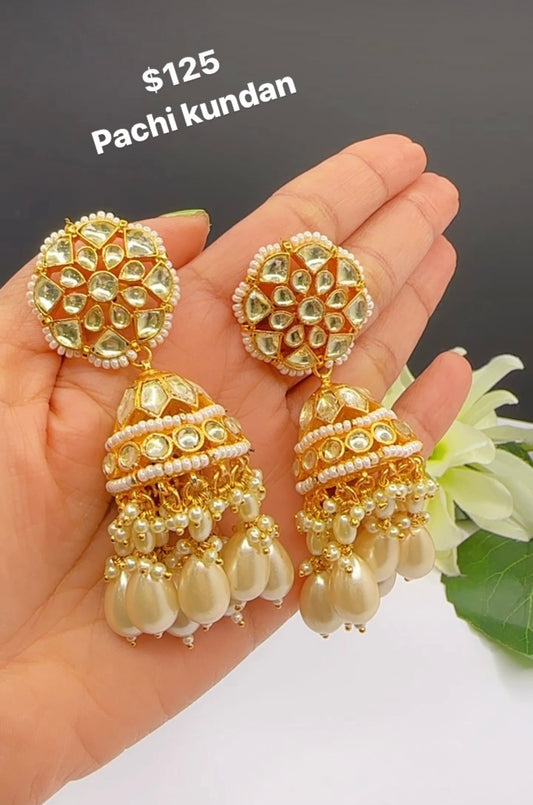 Pachi kundan jhumki