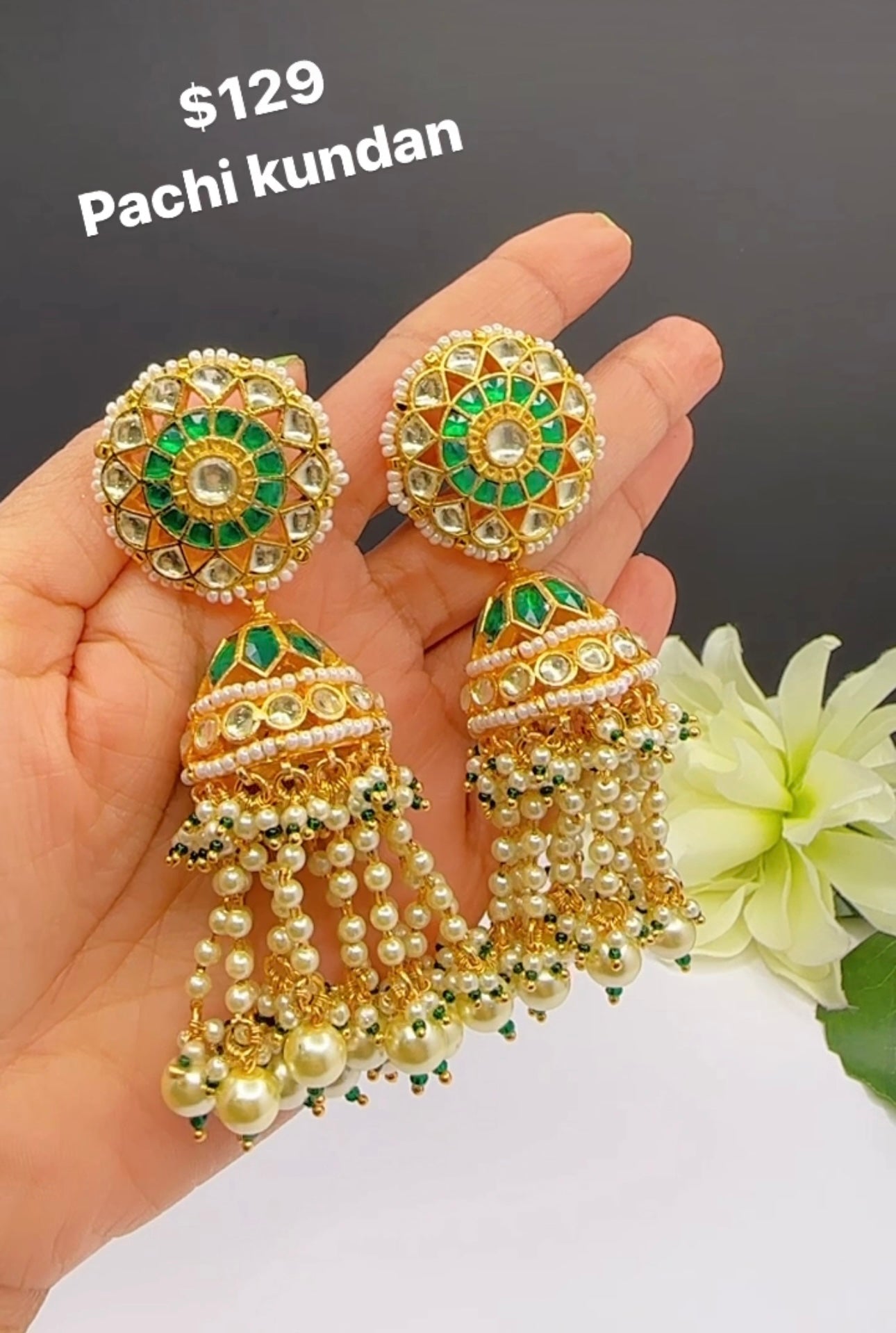 Pachi kundan jhumki