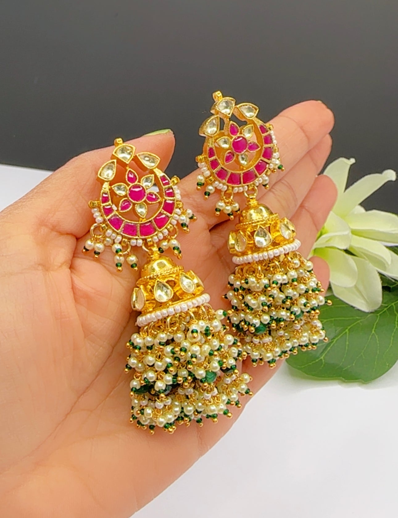 Pachi kundan jhumki