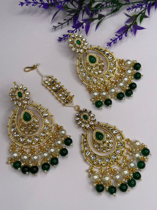 Kundan tikka set green