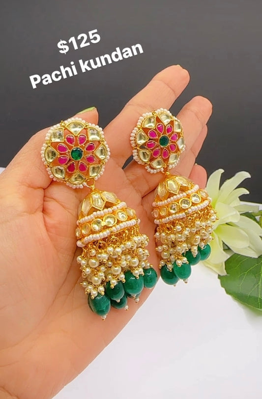 Pachi kundan jhumki