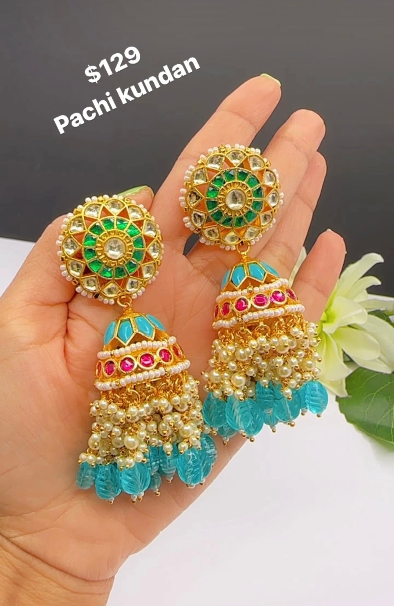 Pachi kundan jhumki