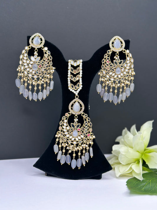 Mirror tikka set in grey