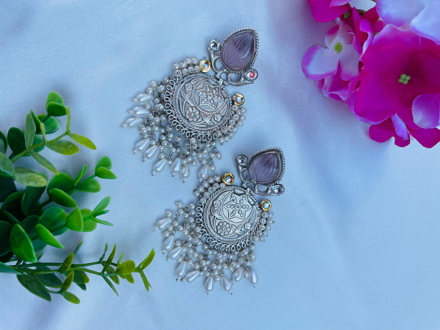 Silver look earrings