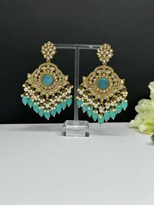 Kundan earrings Light blue