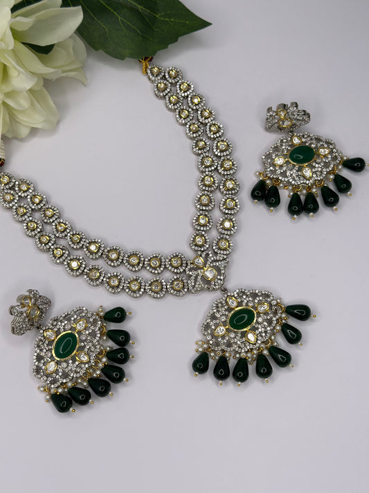 Double layer uncut Polki kundan set