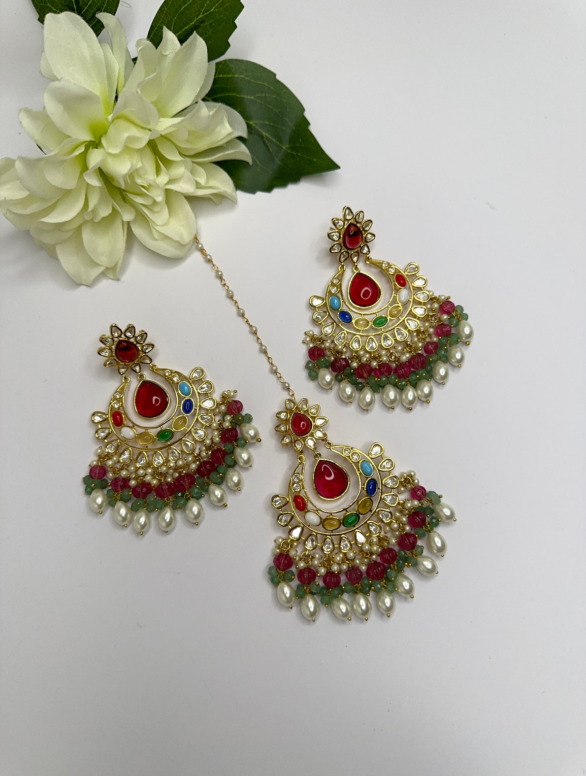 Uncut Polki kundan tikka set