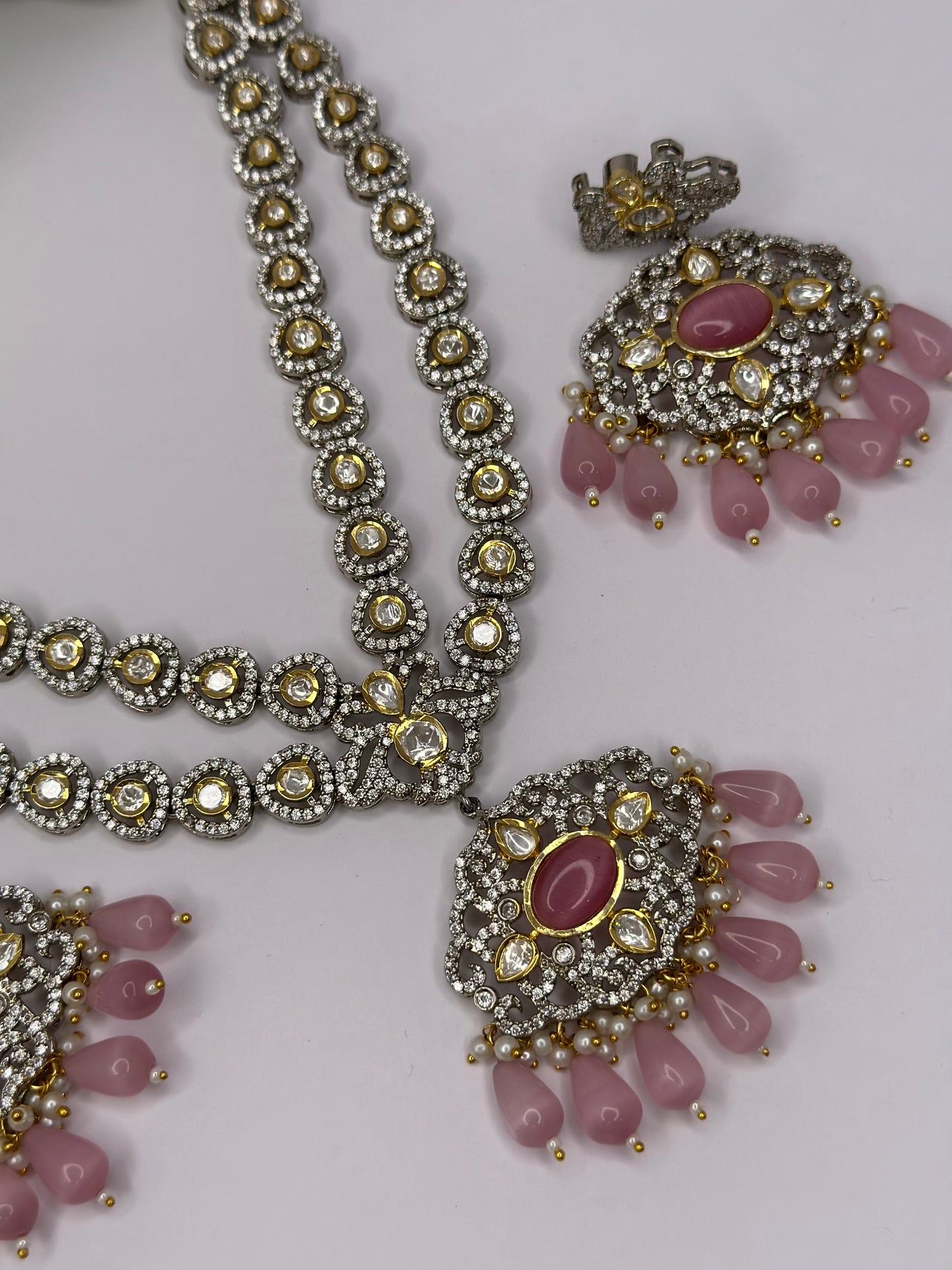 Double layer uncut Polki kundan set