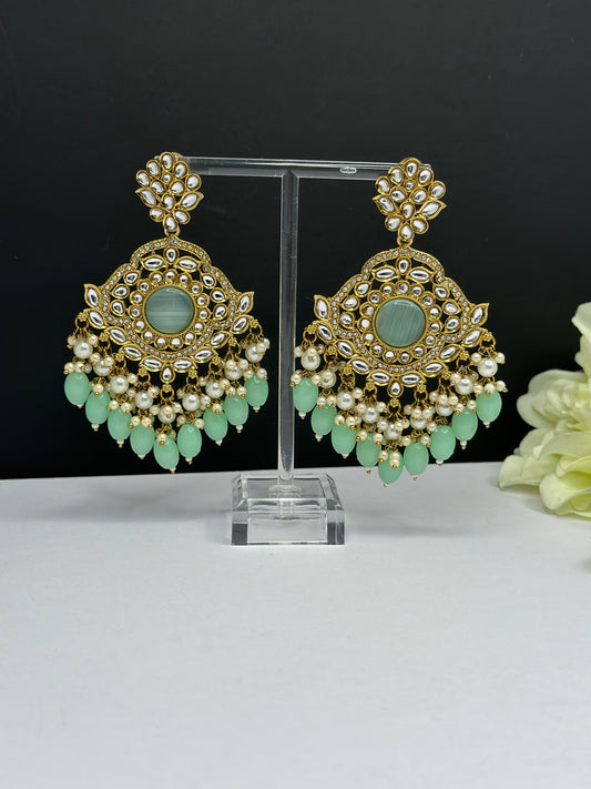 Kundan earrings mint