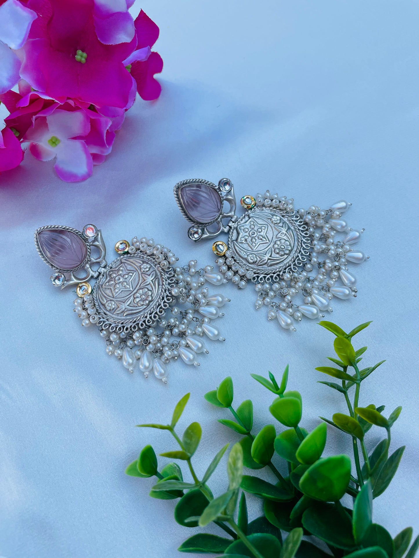 Silver look earrings