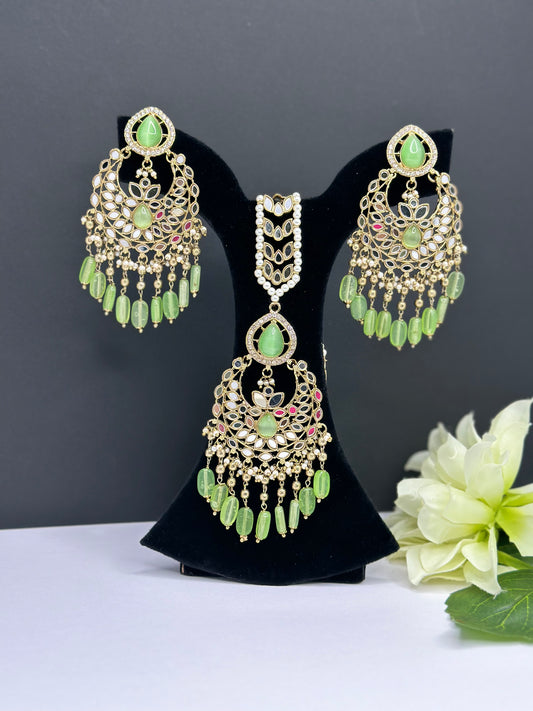 Mirror tikka set in mint