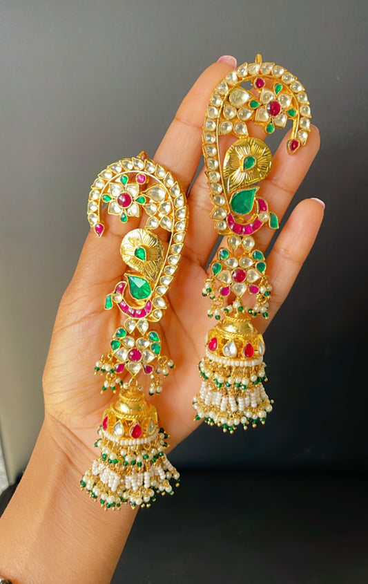 Pachi kundan statement earrings