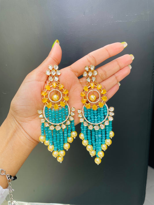 Uncut polki statement earrings