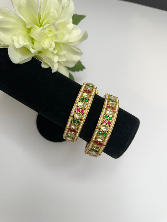 Pachi kundan bangles