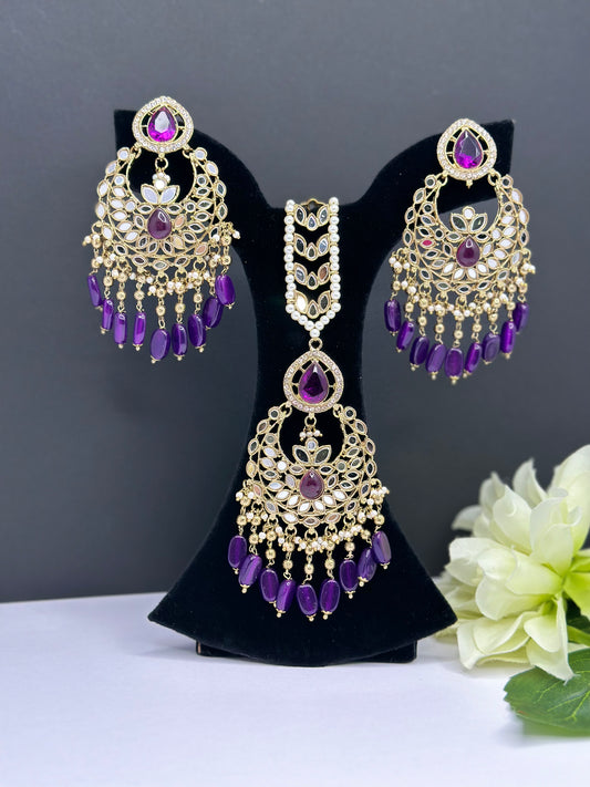 Mirror tikka set in purple
