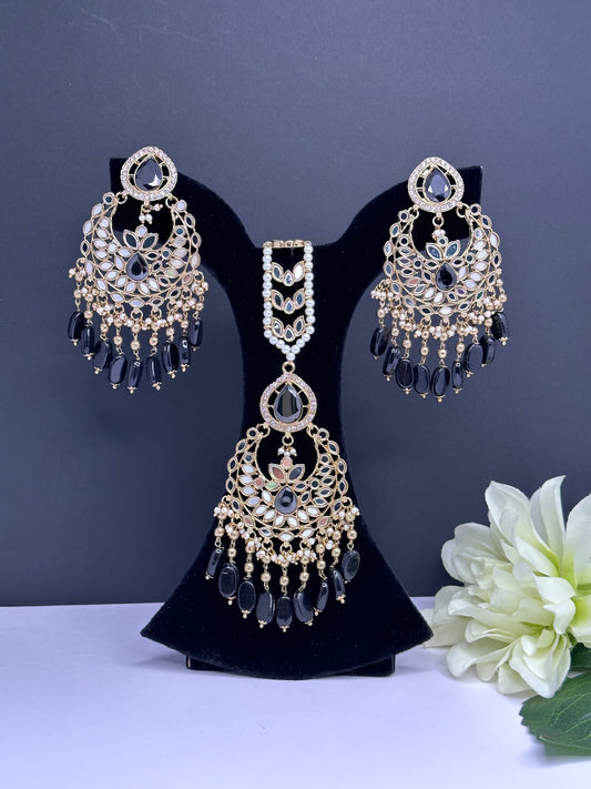 Mirror tikka set in black