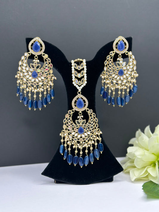 Mirror tikka set in blue