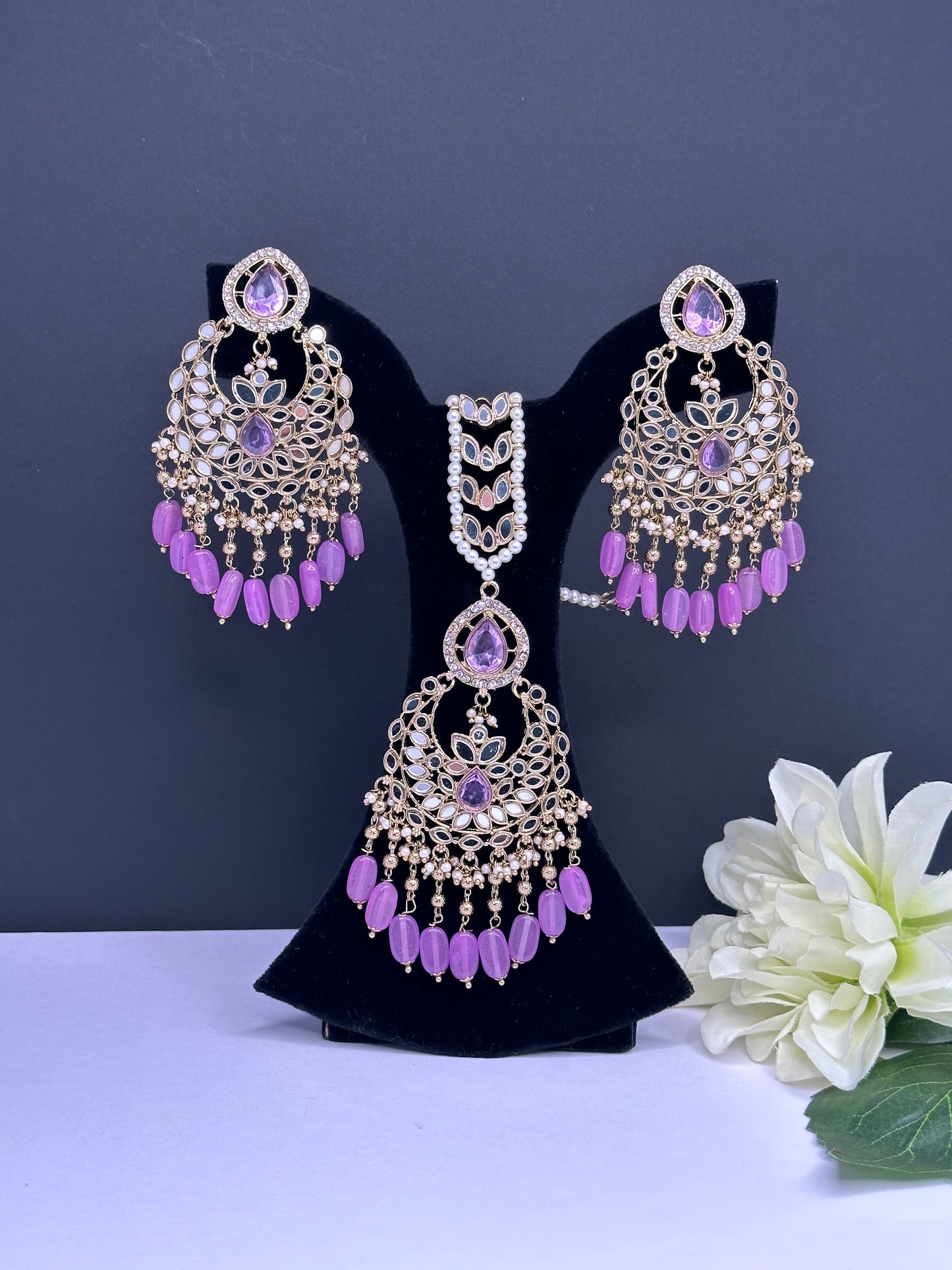 Mirror tikka set in lavender