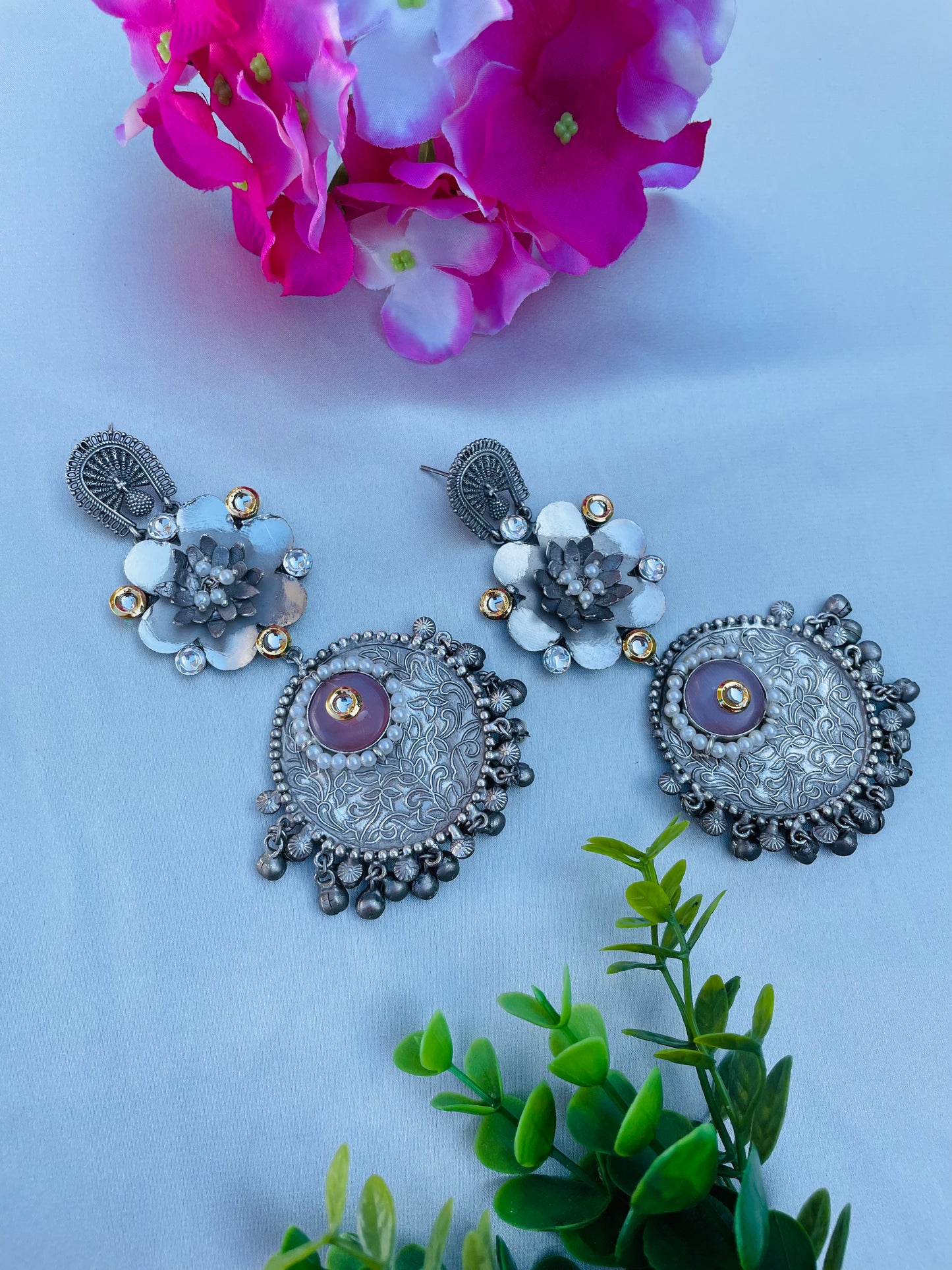 Silver look earrings