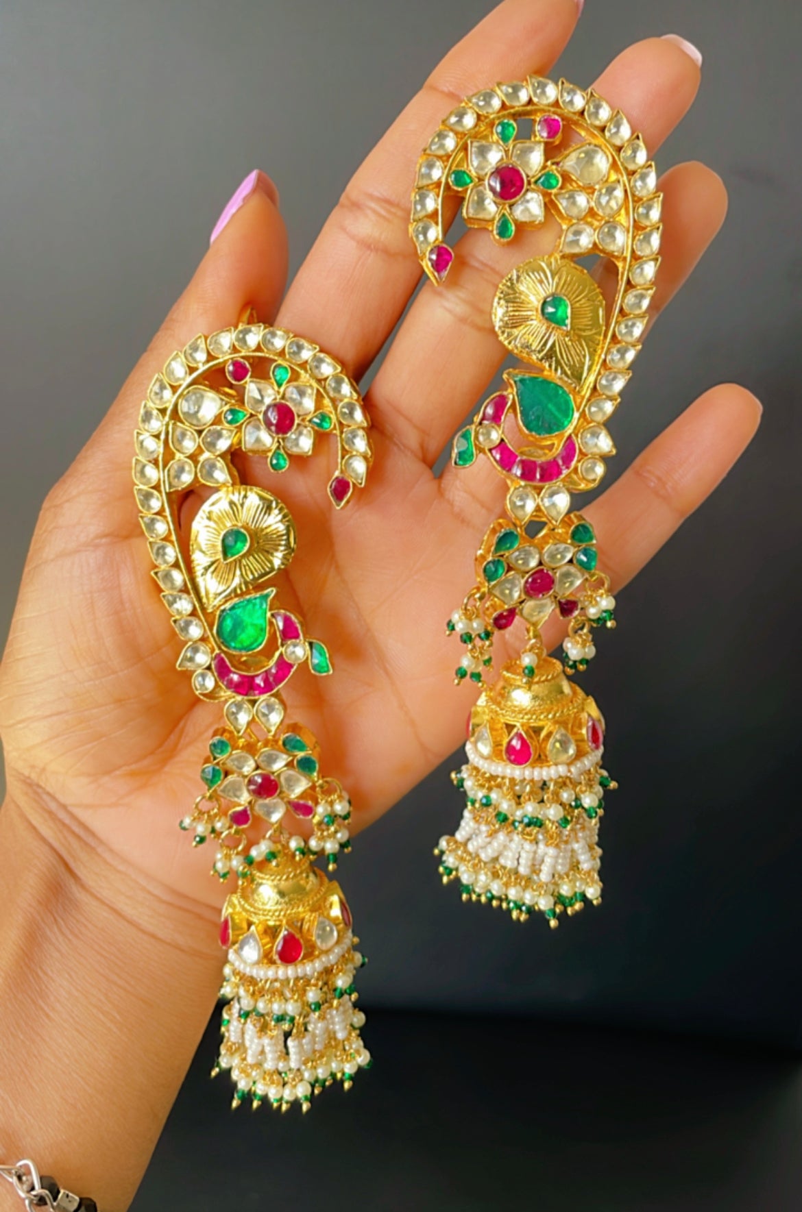 Pachi kundan statement earrings